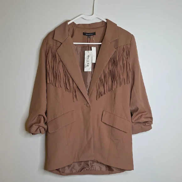 Strut & Bolt Western Brown Fringe Blazer Size Medium- Nwt!! - Picture 1 of 6